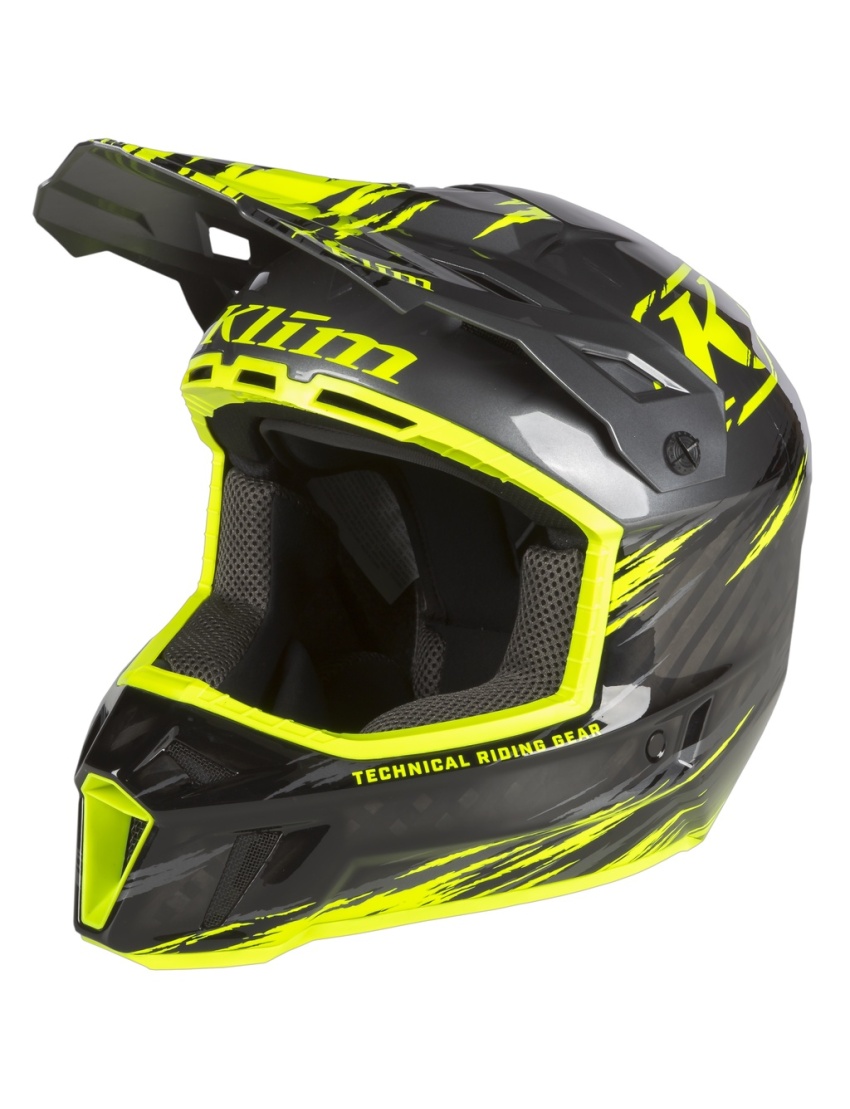 F3 Carbon Pro Helmet ECE MD Thrashed Asphalt - Hi-Vis