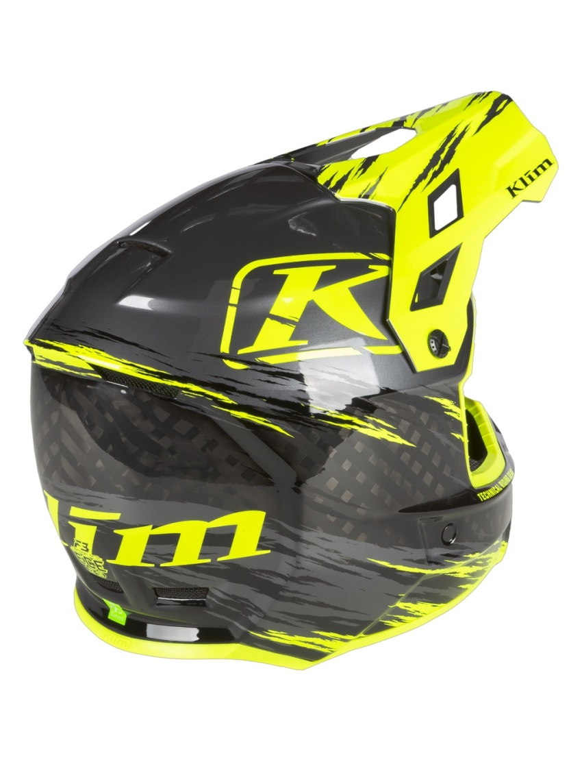 F3 Carbon Pro Helmet ECE MD Thrashed Asphalt - Hi-Vis