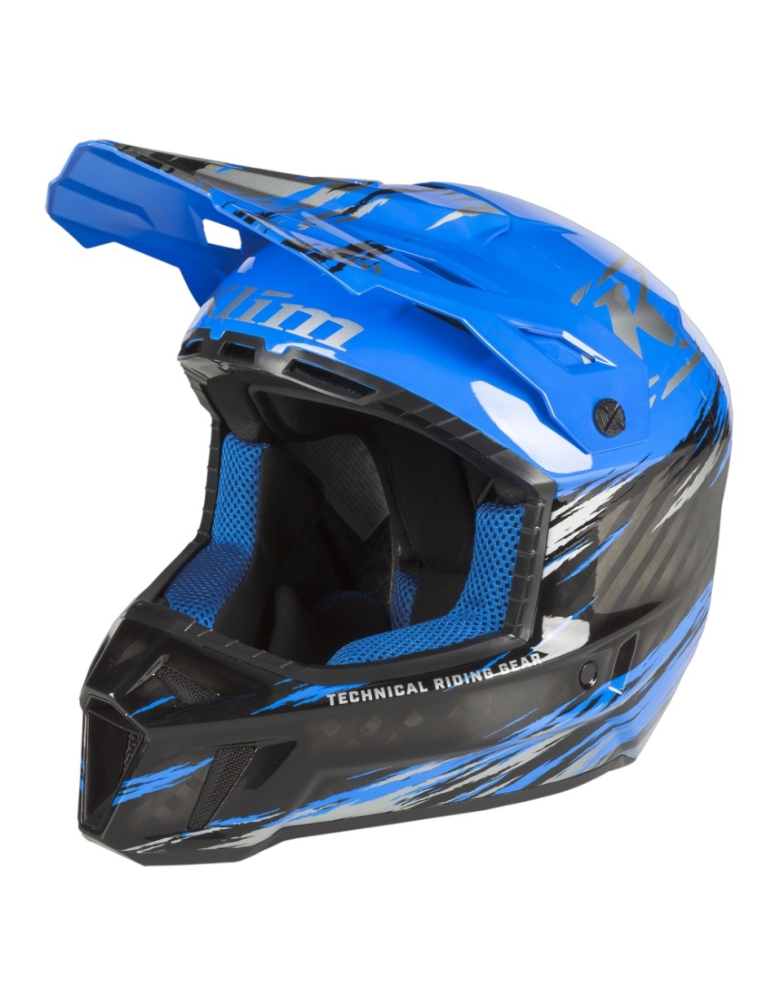 F3 Carbon Pro Helmet ECE MD Thrashed Electric Blue Lemonade - Metallic Silver