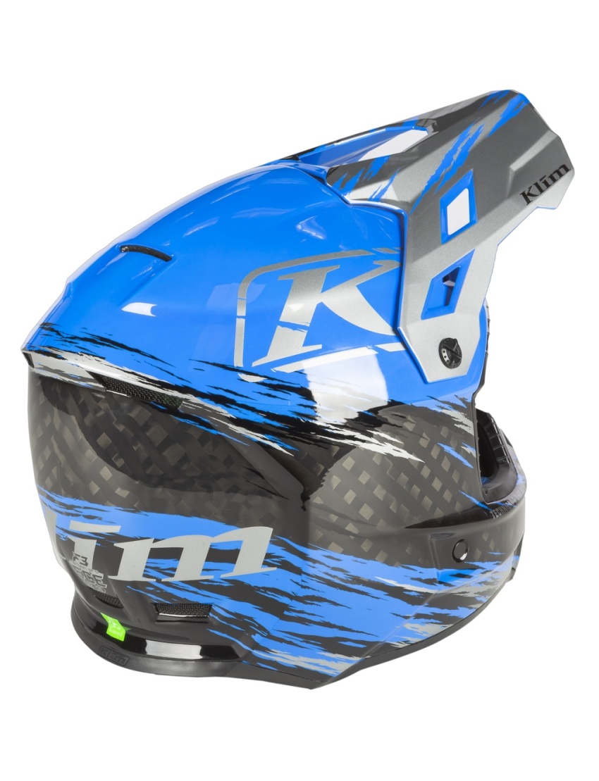 F3 Carbon Pro Helmet ECE MD Thrashed Electric Blue Lemonade - Metallic Silver