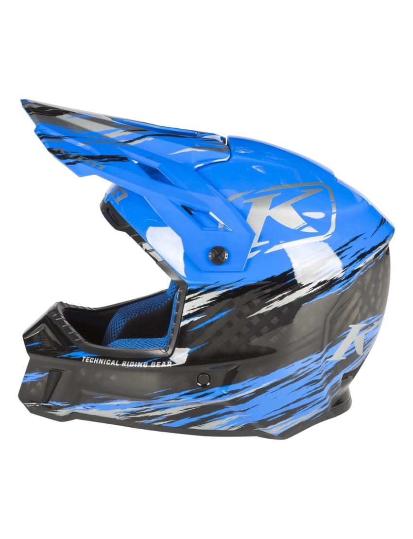 F3 Carbon Pro Helmet ECE MD Thrashed Electric Blue Lemonade - Metallic Silver